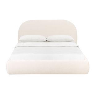 Bara Cream Textured Velvet UK Bed