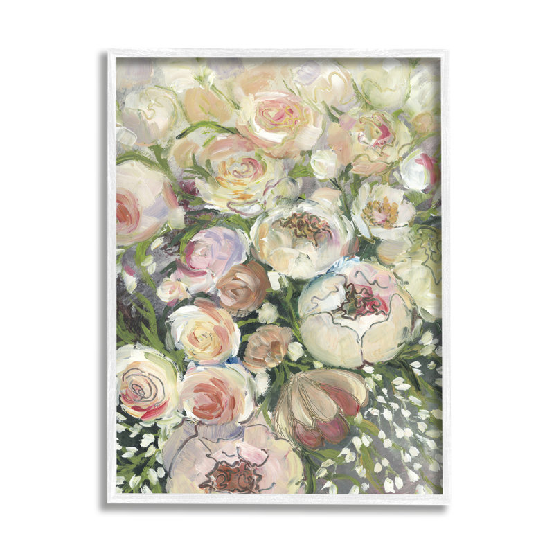 «Abstract Blooming Garden Flowers» par Blursbyai - peinture à cadre flottant sur bois, H 20 po x l 16 po x P 1,5 po