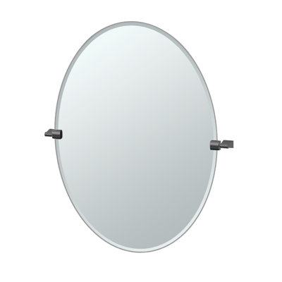 Miroir de salle de bain mural biseauté sans cadre Bleu | Miroir ovale pivotant