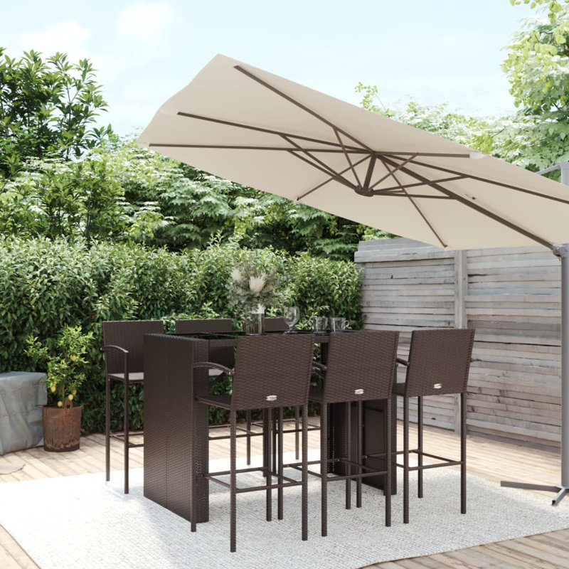 Doristine Bar Set with Stools, Brown