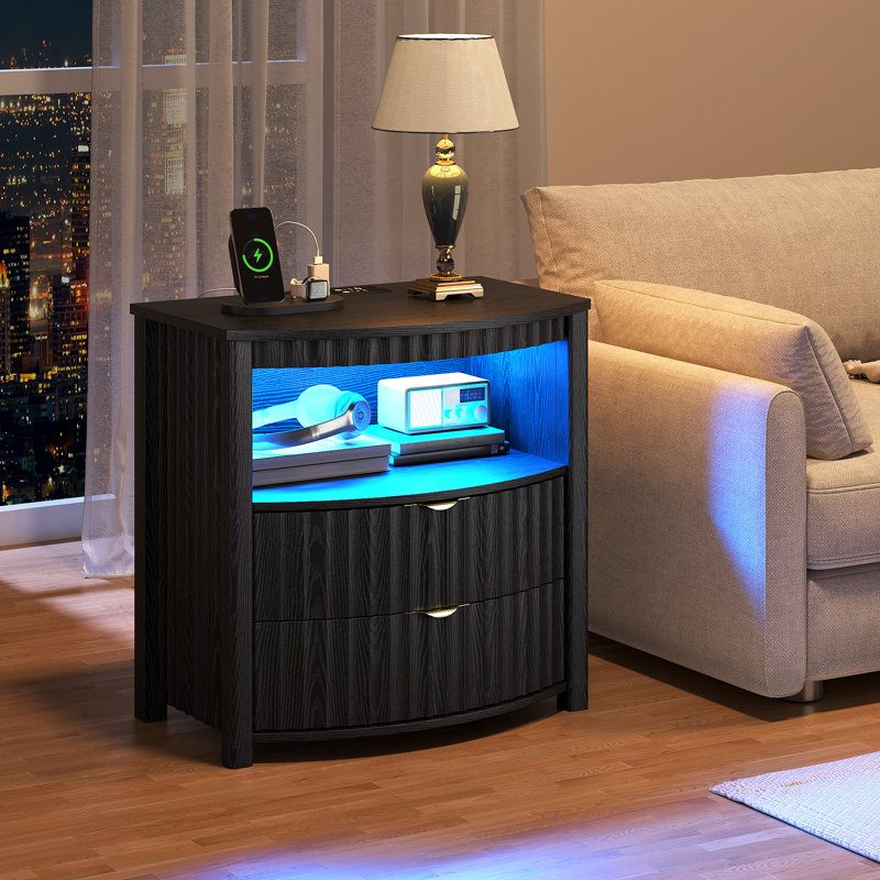 60cm W Bedside Table, Black
