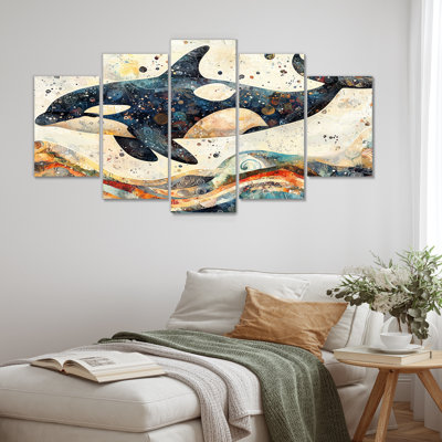 Canadian Whale On Coastal ollage II - Whale Animal Wall Decor - Traditional Wall Art Diamond