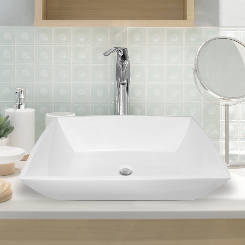 Lavabo de salle de bain vasque rectangulaire fait à la main Crescent