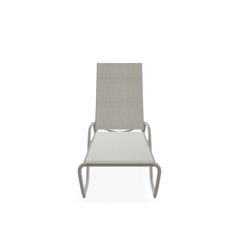 Outdoor Rust-Resistant Metal Chaise Lounge, Textured Warm Gray, Ella