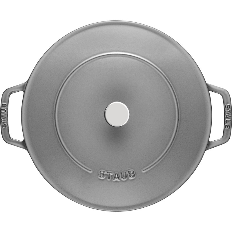 STAUB Cast Iron Round Casserole Dish, Grey, 24cm
