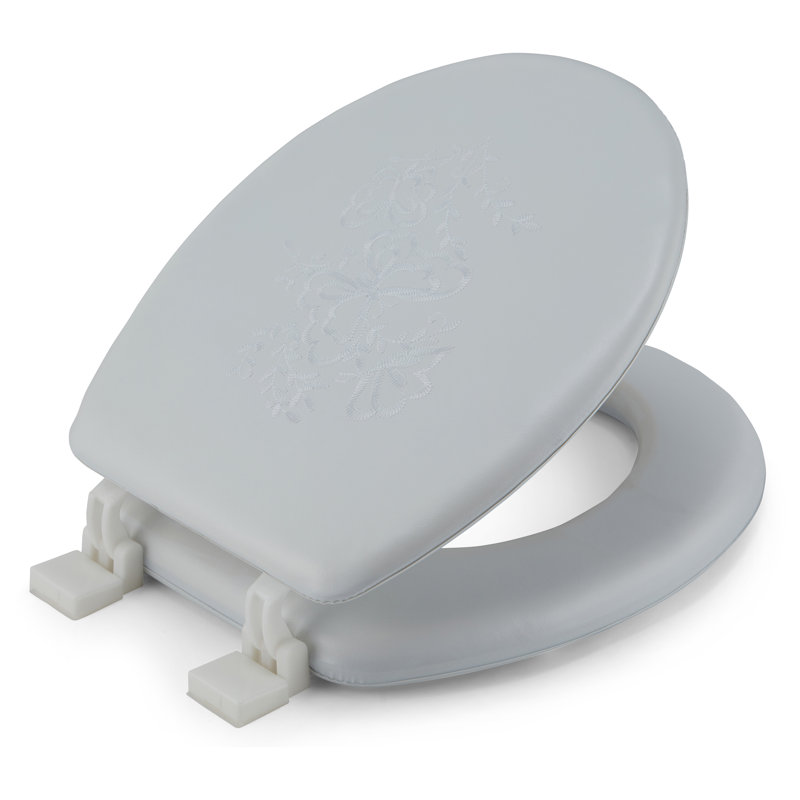 Siège de toilette rembourré doux et brodé, Blanc