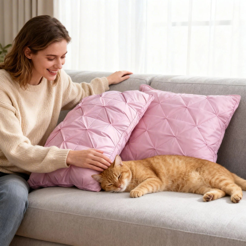 Plush Microfiber Pillow Insert (7in Height) - Water-Resistant, Machine-Washable Cushion Core - Pink, pink