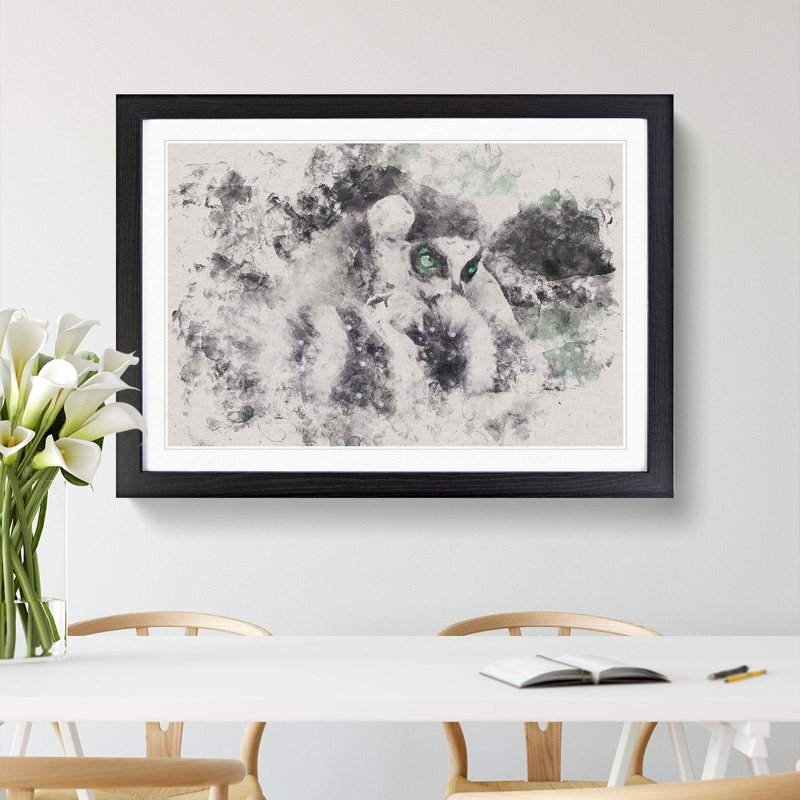 Ring-Tailed Lemur - Picture Frame Painting Print, 45cm H x 63cm W x 2cm D, Black Framed