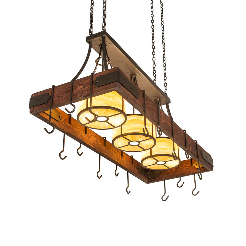 60" Long Steamboat 3 Light Pot Rack