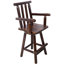 Tabouret de bar rustique - Fabrication en bois de sapin, chaise avec repose-pieds, accoudoir large, tabouret de cuisine rustique, chaise bistro haute, 4 pieds-120280209