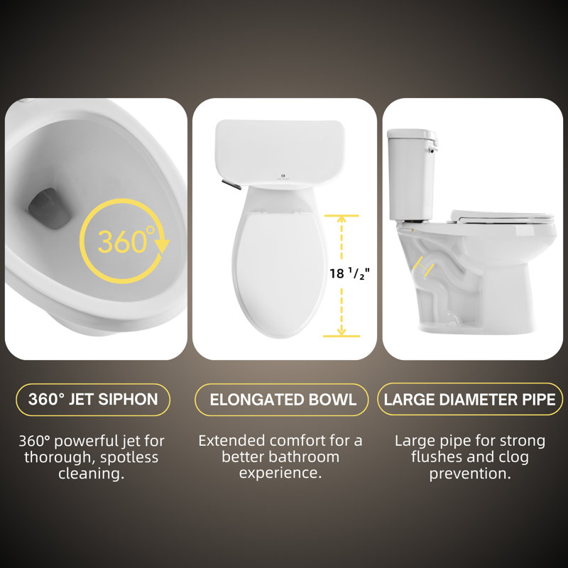 Los Flexi Extra Tall Toilet with Comfort Elongated Bowl, Ideal for Seniors & Tall Users, 19", White