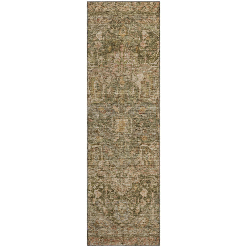 Premium Machine Washable Larock AMF1240 Medallion Rug, Runner 2'3" x 7'6"