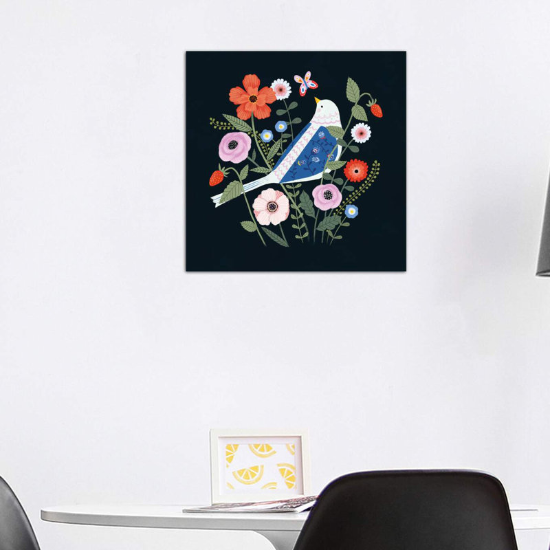 Folk Garden I by Victoria Borges - Print, Classic Wood Frame, No Mat, 18" H x 18" W x 1.5" D