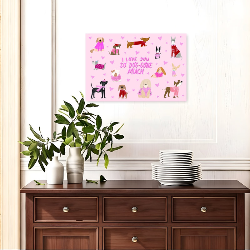 «I Love You So Dog-Gone Many Whimsical Contemporary», reproduction d'art mural, H 16 po x l 24 po