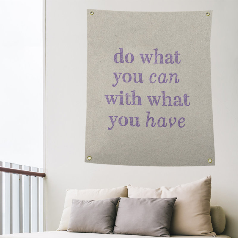 Polyester Tapestry, 80" H x 59" W, White/Purple
