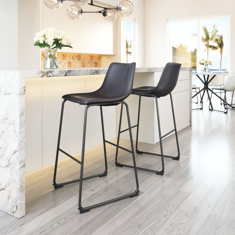 Ensemble de 2 tabourets de comptoir Jabar, Noir, Tabouret de bar (siège d'une hauteur de 28,50 po)