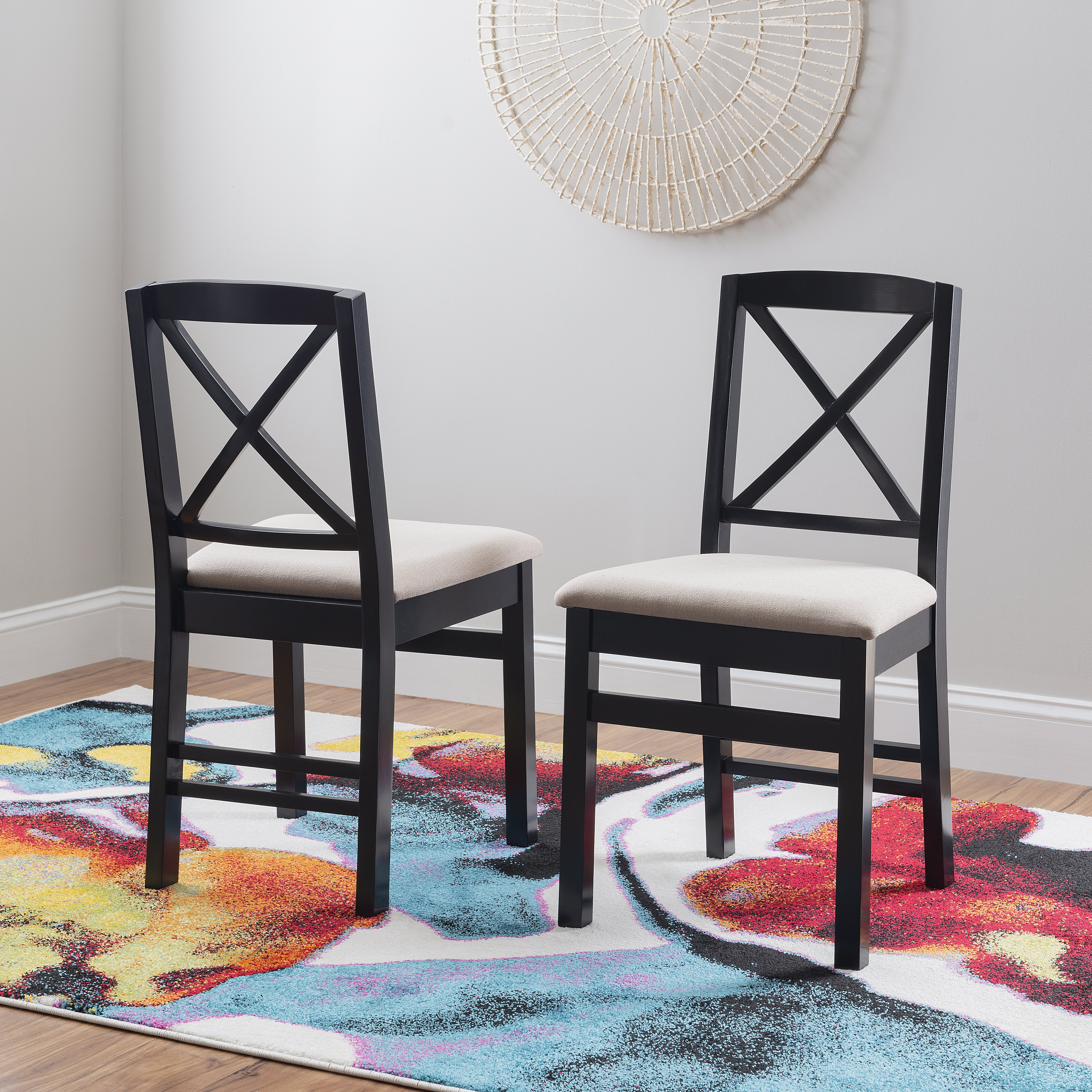 Aitana x Back Dining Chair Set of 2 Lark Manor Frame Black