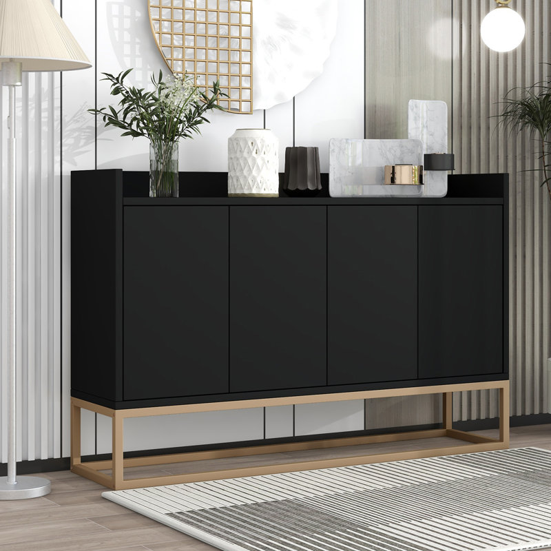 Buffet moderne et élégant avec grand espace de rangement pour la salle à manger, Noir