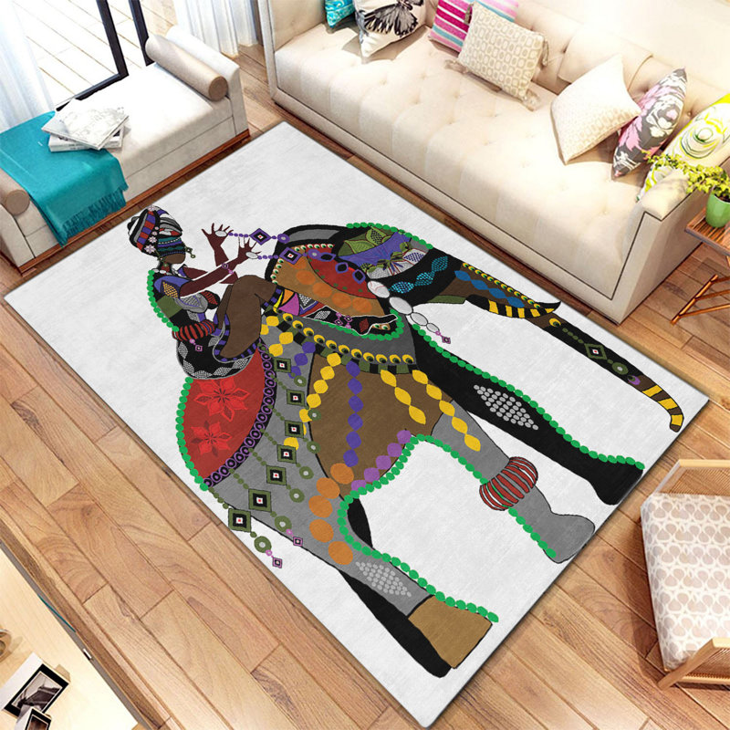 Non-Slip Area Rug, 100% Polyester, 47.2 x 70.9 inches | Raschel Knitting, Pile Height: 0.4 inches | Woven Carpet with Felt Dot Underside, Machine Washable | Stylish Digital Print Design for Home Decor