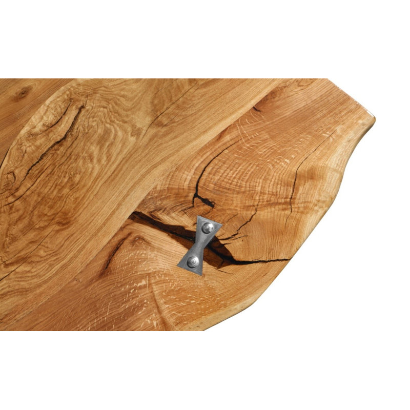 McSherrystown Oak Solid Wood Top Metal Base Dining Table