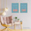 You Me And The Cat Dog Retro Teal Blue Coral Red - 2 Piece No Frame Print Set-88622430