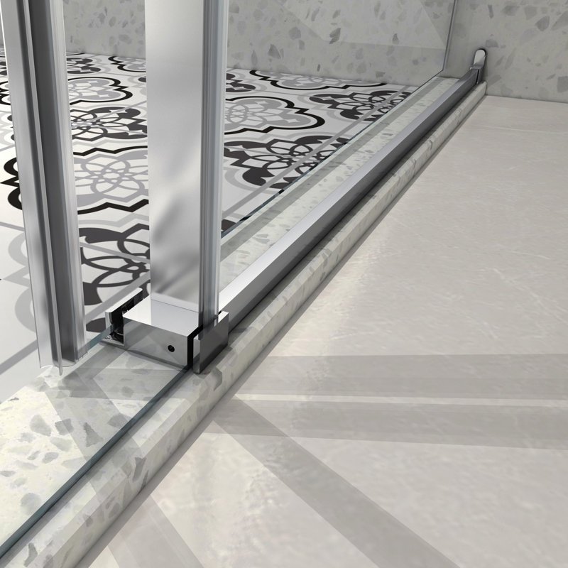 6063 Chrome Frameless One Fixed And One Shifted Shower Door, 70MM 304 Stainless Steel Large Pulleys With Adjustable Soft Closing Function,With Nano Easy Cleaning And Stick Explosion-Proof Menbrance
