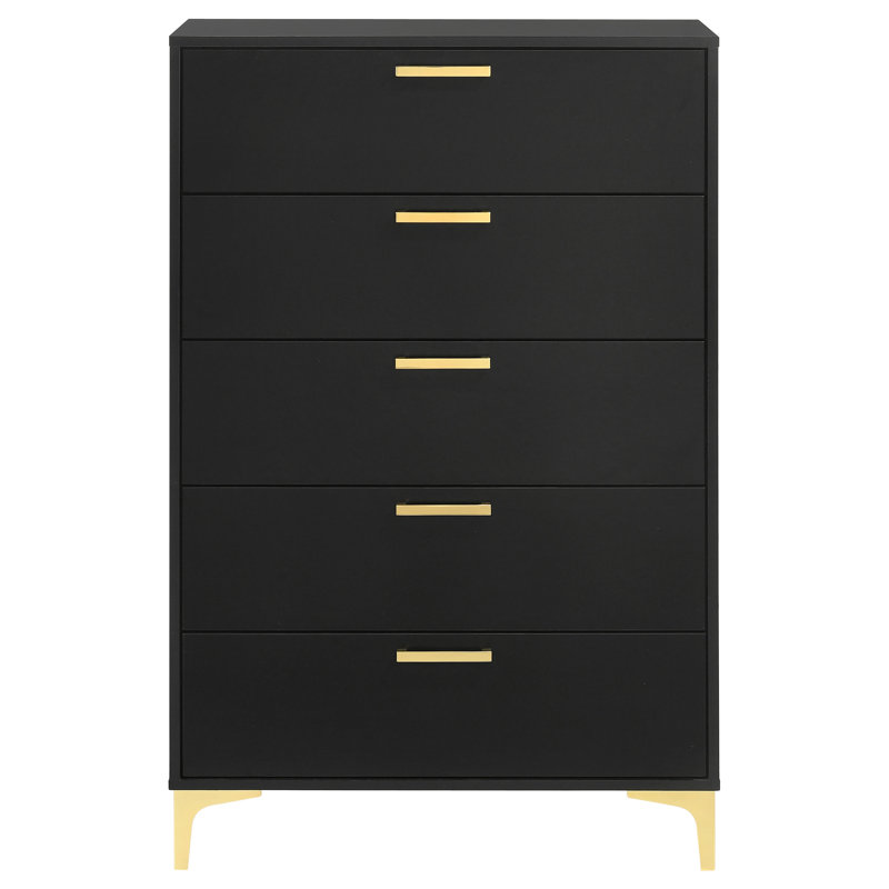 Commode de chambre à coucher à 5 tiroirs Fenaghy Heritage Design - Kimzey, Noir