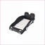 Structure de lit plateforme simple en bois de pin avec roues, sans sommier, design de voiture de course noire