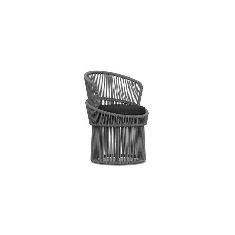 Palma Swivel Patio Dining Armchair with Cushion, Matte Charcoal Frame/Mocha Cushion