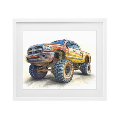 «Lifted Offroad Truck», reproduction encadrée sous verre, design par Steve Hunziker