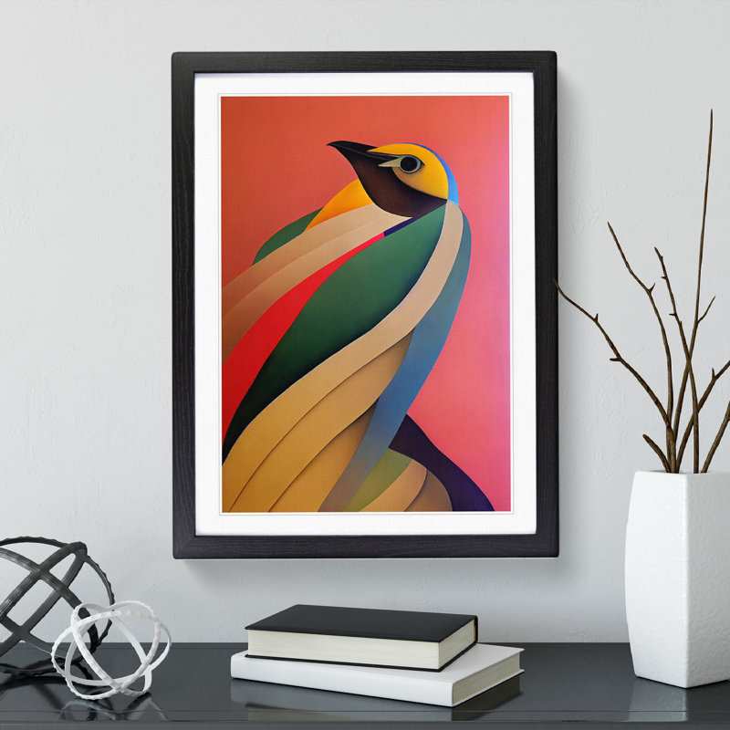 Angelic Bird Abstract - Wall Art, 34cm H x 25cm W, Black Framed