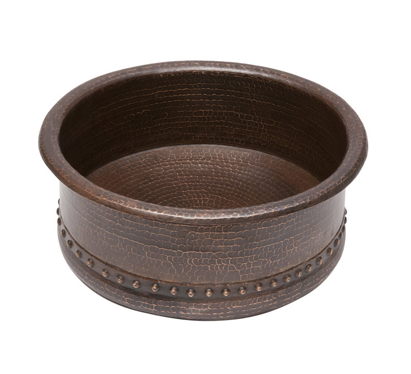 15" Round Vessel Tub Hammered Copper Sink