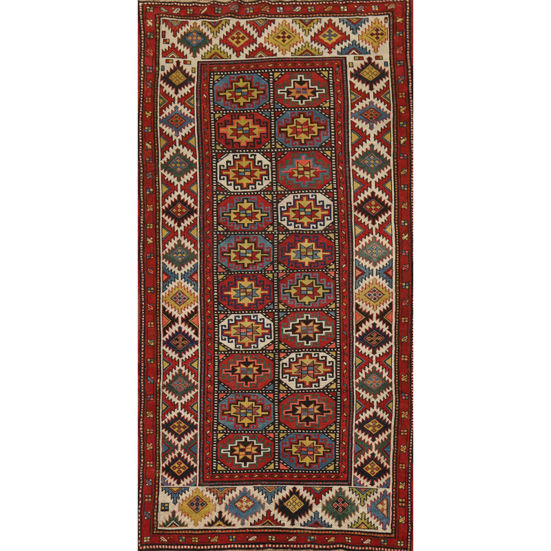 Pre-1900 Antique Kazak Vegetable Dye Runner Rug