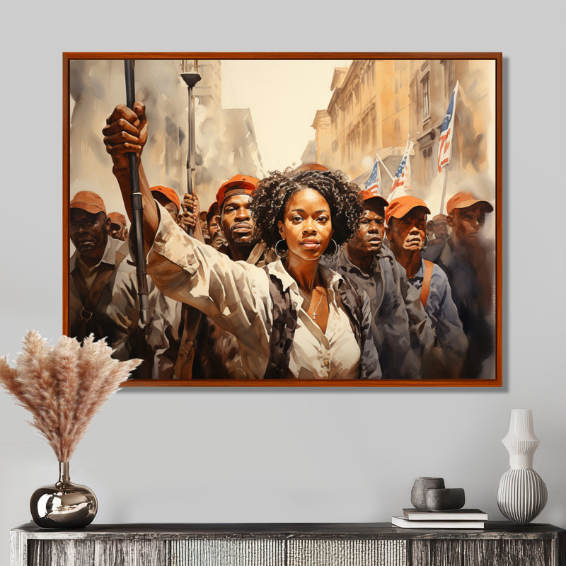 Art afro-américain puissant - Art mural afro-américain, 24" H x 32" W, Black Picture Framed