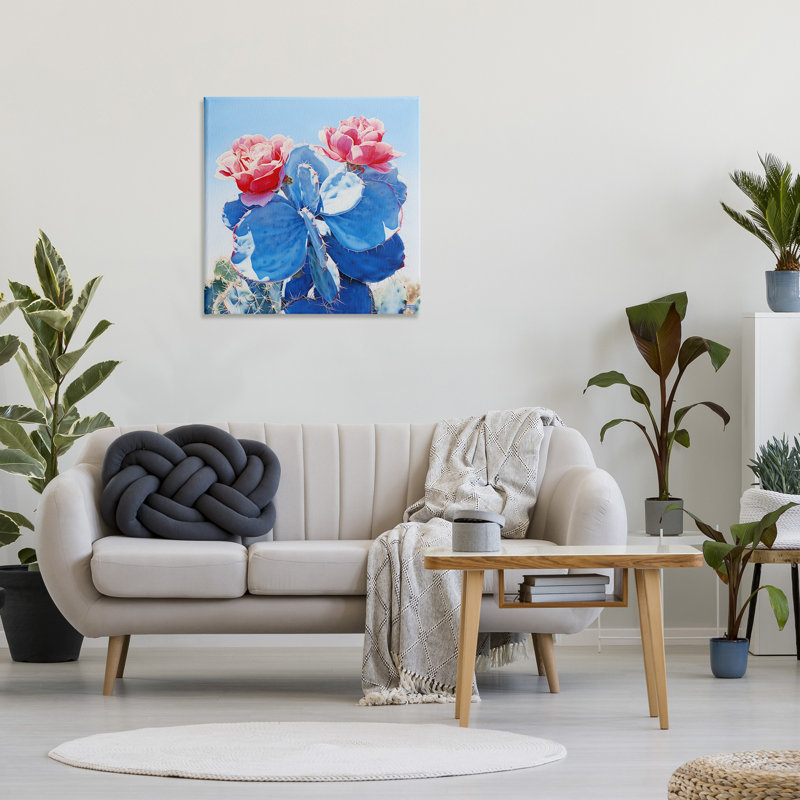 «Twin Cactus Blossoms», art mural sur toile par RB, H 30 po x l 30 po