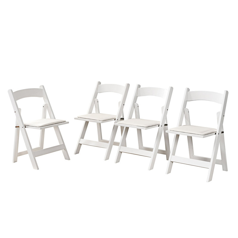 Ensemble de 4 chaises pliantes rembourrées, Beige / similicuir blanc