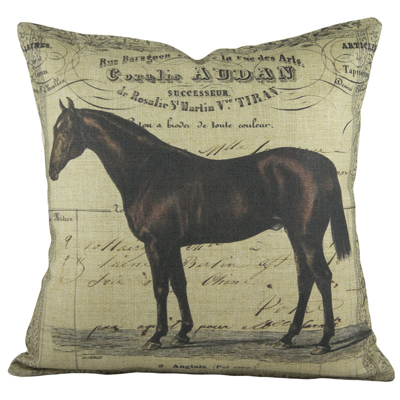 Horse Cotton Blend Reversible Throw Pillow
