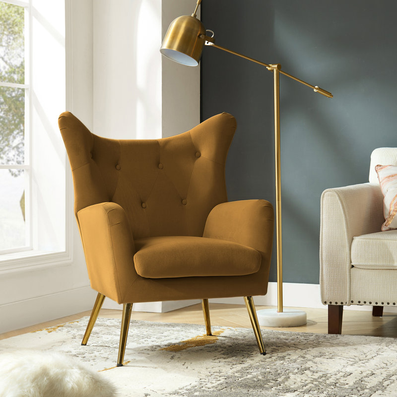 Fauteuil à oreilles 29,25 po Avianna, Golden Velvet