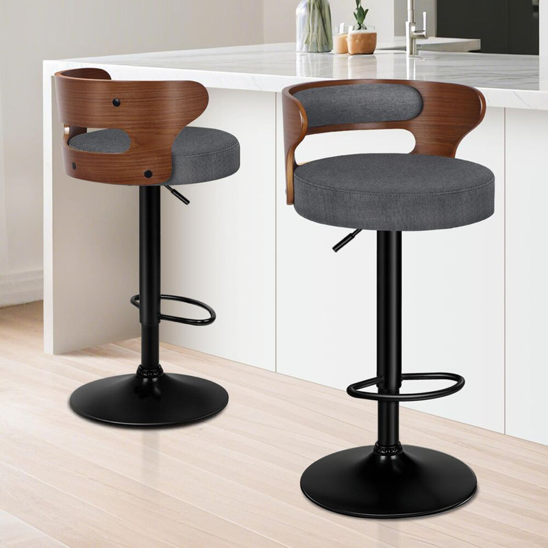 Swivel Upholstered Adjustable Height Counter Stool with Metal Frame