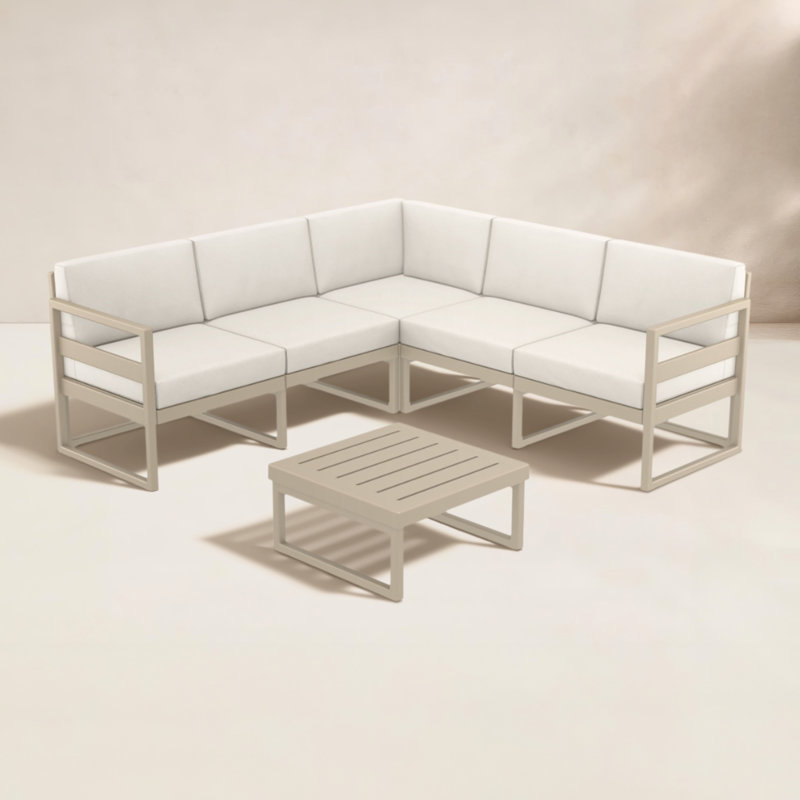 Ensemble de conversation modulaire avec coussins 2 pièces Lane, Toile Sunbrella® naturel, Taupe