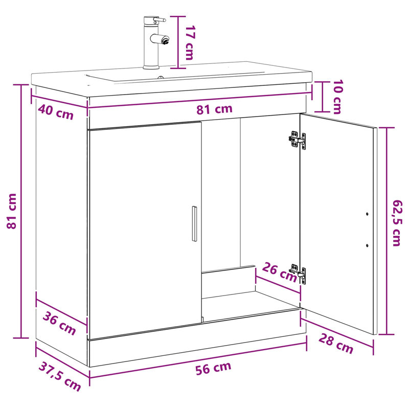 Vanity & Mirror Set, Concrete Grey