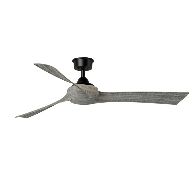 Wrap Custom 60 inch Indoor/Outdoor Ceiling Fan - Black with Weathered Wood blades, Weathered Wood, Black