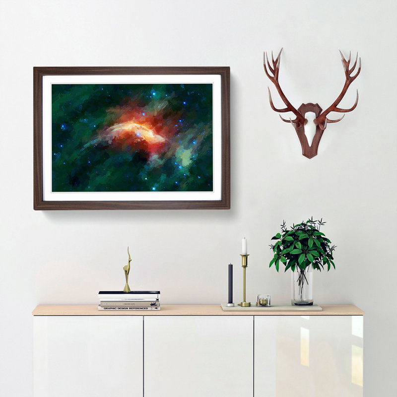 Out of Space Vol.37 in Abstract - Picture Frame Graphic Art Print, 48cm H x 65cm W x 2cm D, Walnut Framed