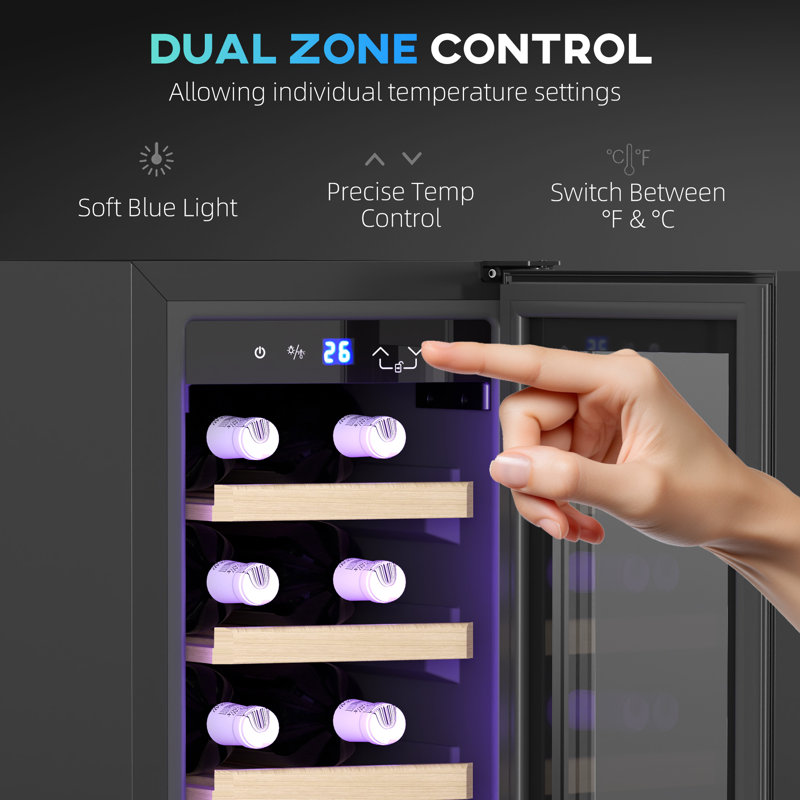 HOMCOM Single Zone 29.5cm Freestanding 19 Bottle and Can Wine & Beverage Refrigerator