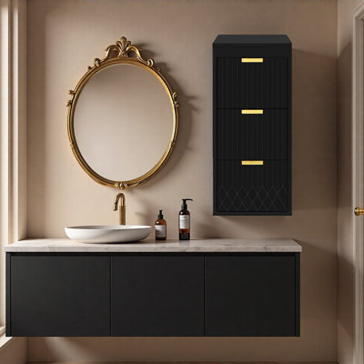 Armoire murale flottante, armoire latérale de 12 pouces avec tiroirs, armoire multifonctionnelle pour salle de bain, salon (meuble-lavabo non inclus)