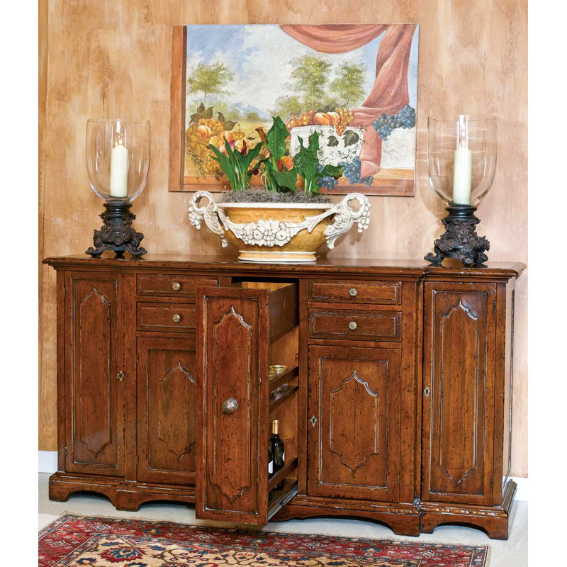 84" Wide Walnut Wood Sideboard