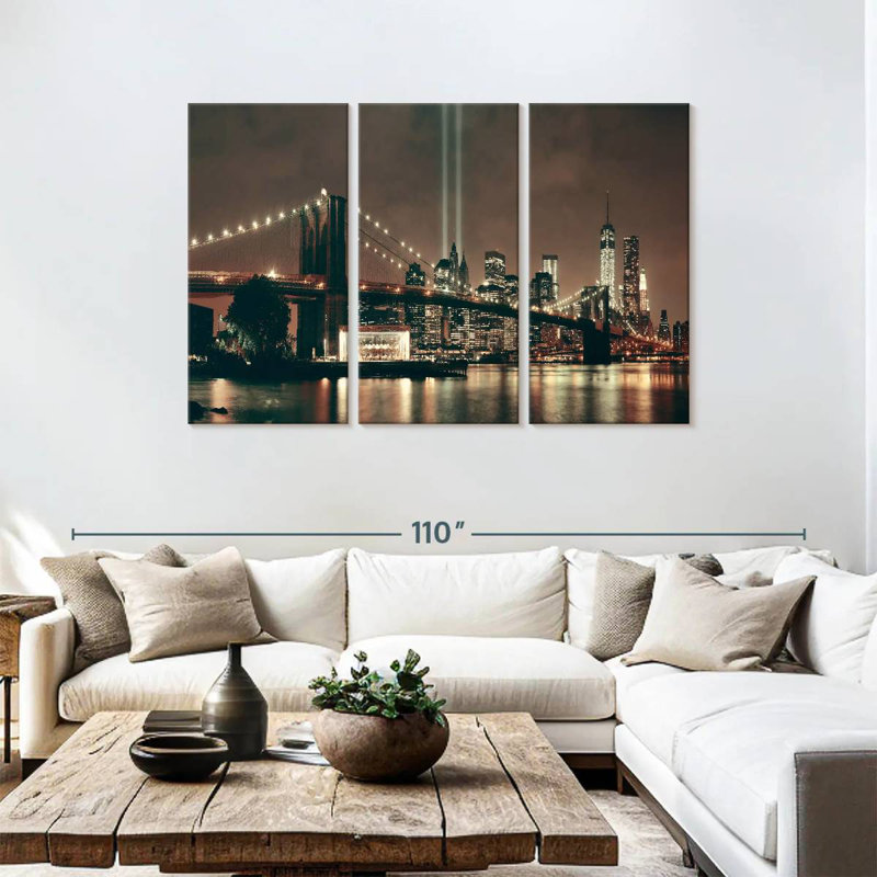 Lueur de nuit du pont Sireci Brooklyn, H 48 po x l 74 po