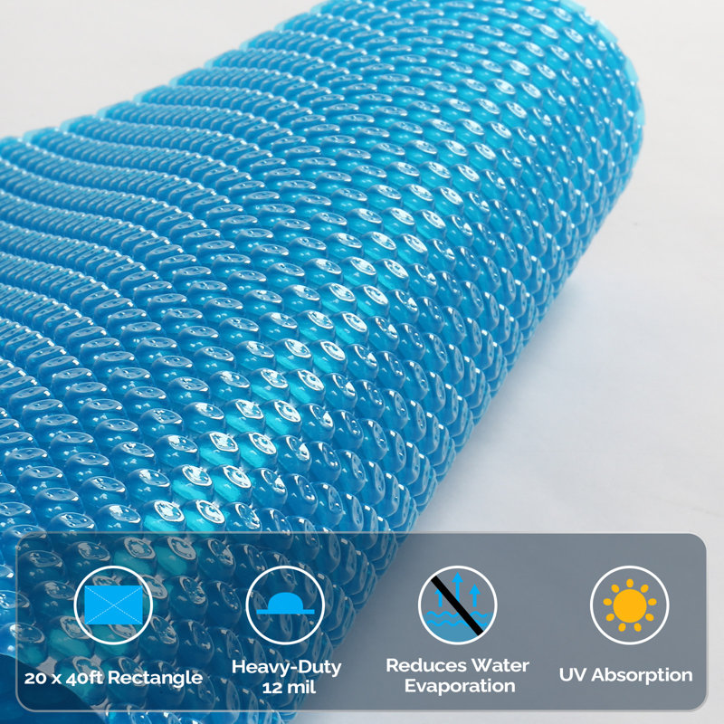Winado 12 Mil 20X40 Ft. Couverture solaire bleue bleue pour piscine, H 240 po x l 480 po, Bleu
