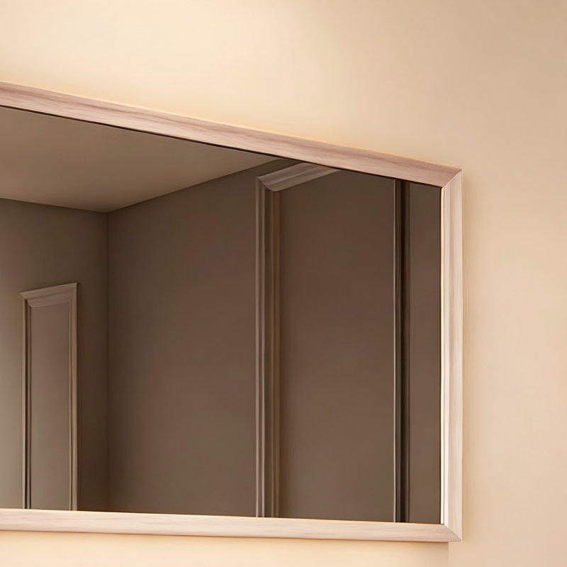 Miroir mural rectangulaire 30 po x 48 po avec cadre effet bois de chêne pour salle de bain, entrée