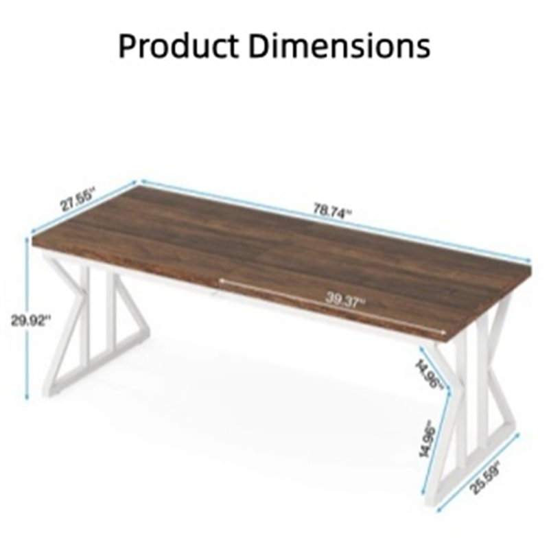 Spacieux bureau rustique - Poste de travail et d'écriture avec structure en métal durable, pieds réglables et grand espace de travail